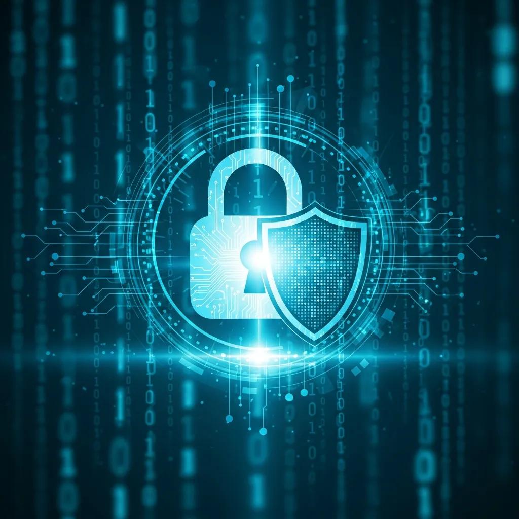 Digital lock and shield representing the cybersecurity measures that protect law firm client data