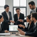 Attorneys reviewing a modern law firm website design in-office