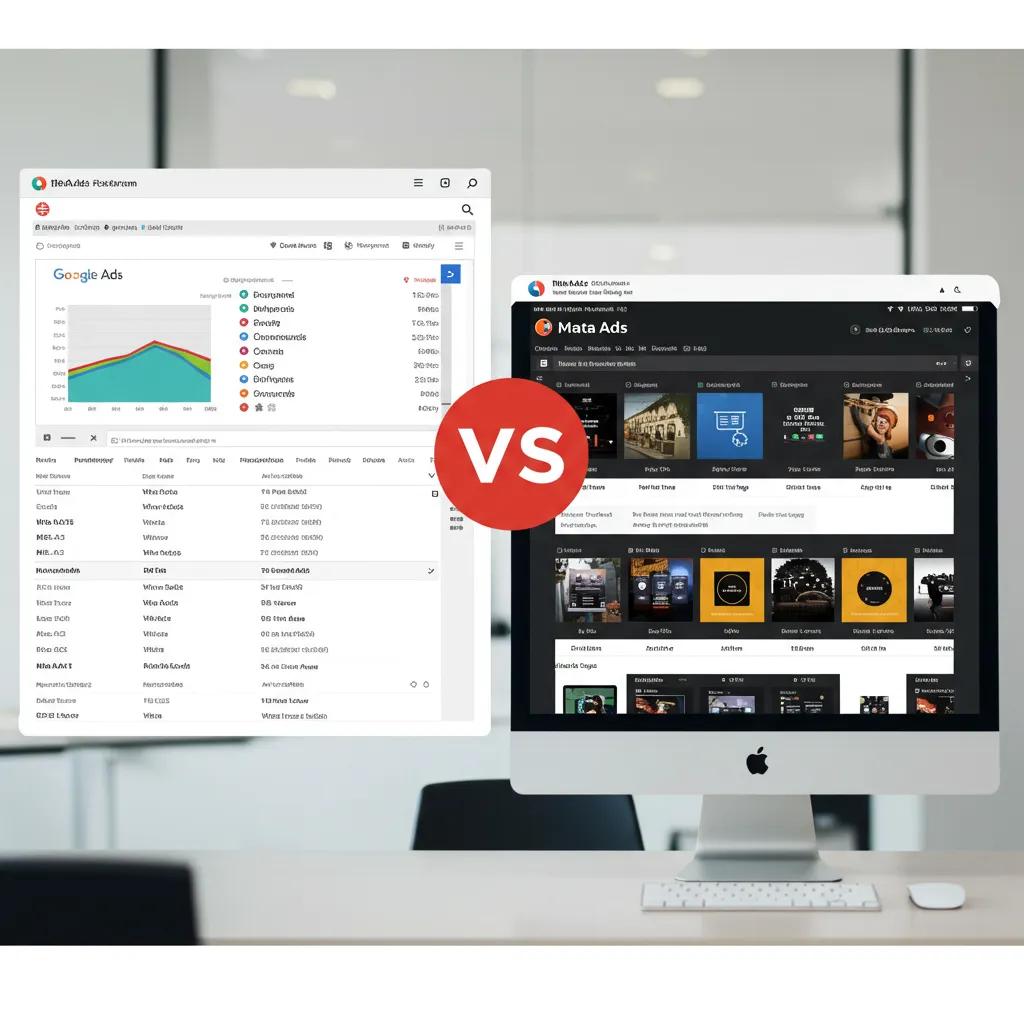 Side-by-side comparison of Google Ads and Meta Ads budget settings