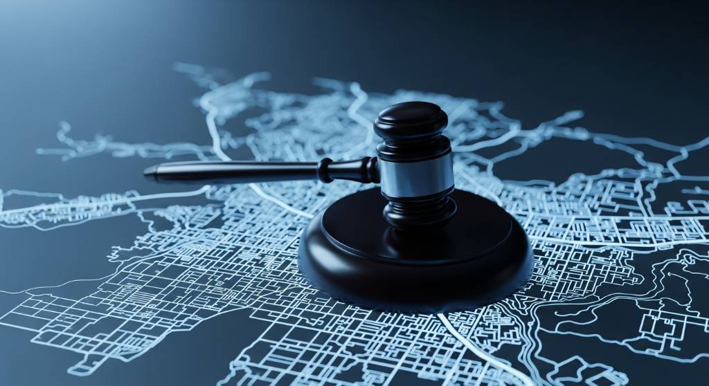 Crystal Gavel Resting On Glowing Topographic Cit | Google Ads Digital Marketing Agency in California