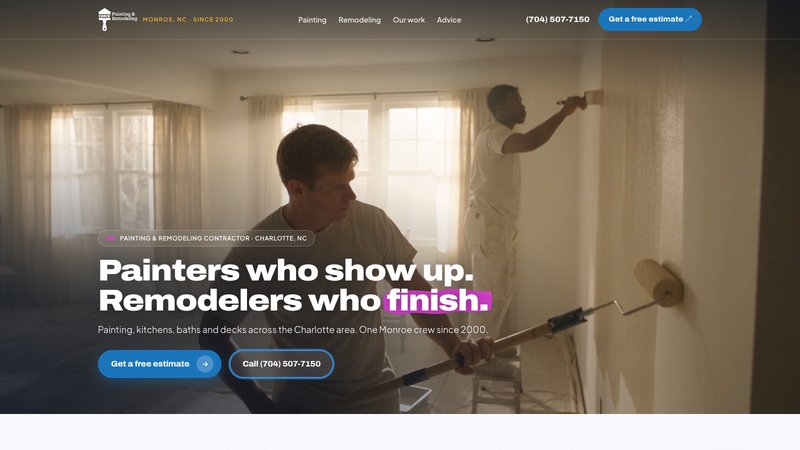 Chris' Painting and Remodeling website for the Charlotte, NC area designed and built by ByteZero, homepage