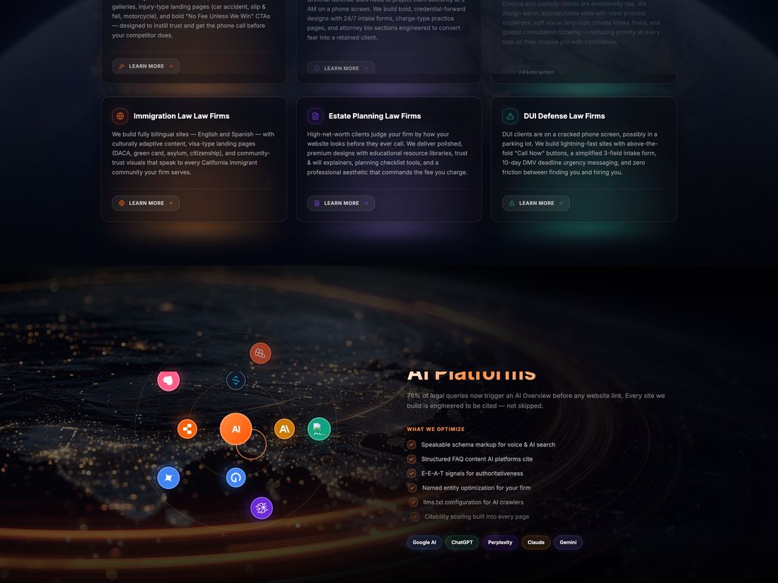 California Law Firm SEO legal marketing platform built by ByteZero — inside page