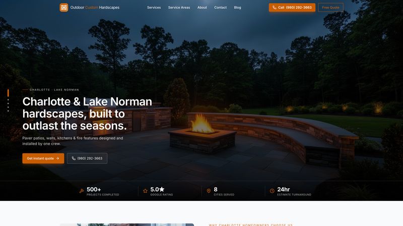 Outdoor Hardscape Solutions patio and hardscaping website designed by ByteZero — homepage