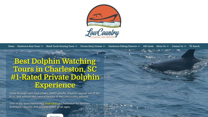 Lowcountry Coastal Excursions dolphin tour booking website designed by ByteZero — homepage