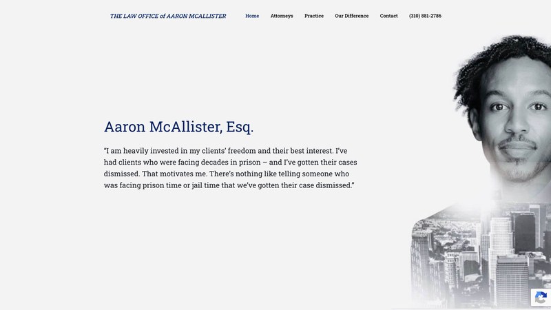 The previous Law Office of Aaron McAllister website — plain serif wordmark, no logo