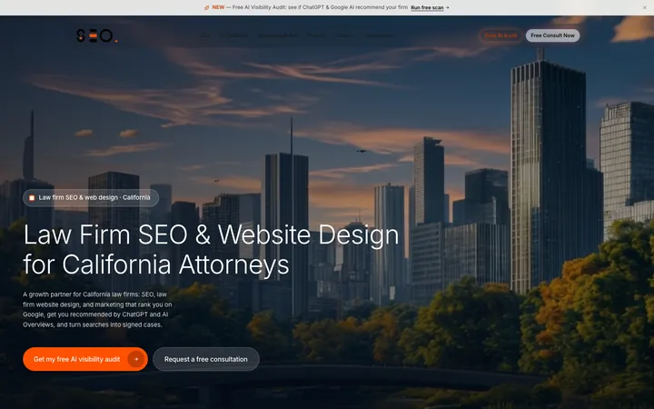 California Law Firm SEO homepage, ByteZero's legal marketing brand built on Lovable