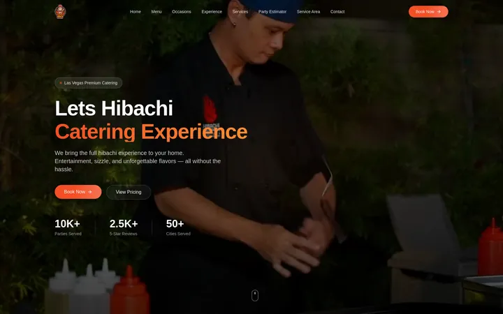 Let's Hibachi site design prototyped on Lovable
