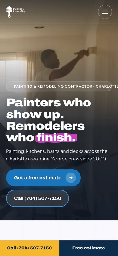 Chris' Painting and Remodeling on a phone