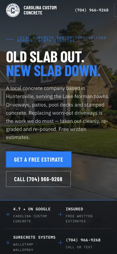 Carolina Custom Concrete on a phone