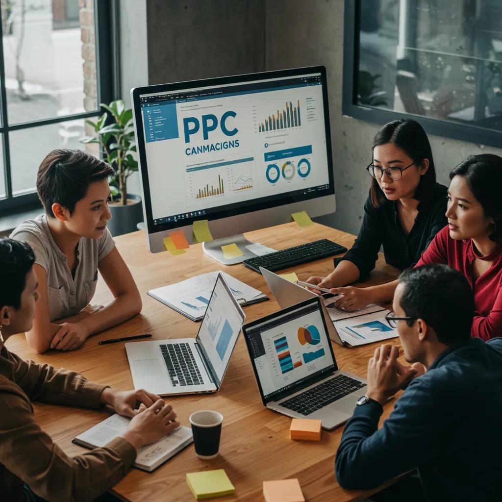 Marketing Team Collaborating On Ppc Strategies In Bright Office Environment 8ffd641f Ea85 B5ee A4e9f486ef38 | Google Ads Digital Marketing Agency in California