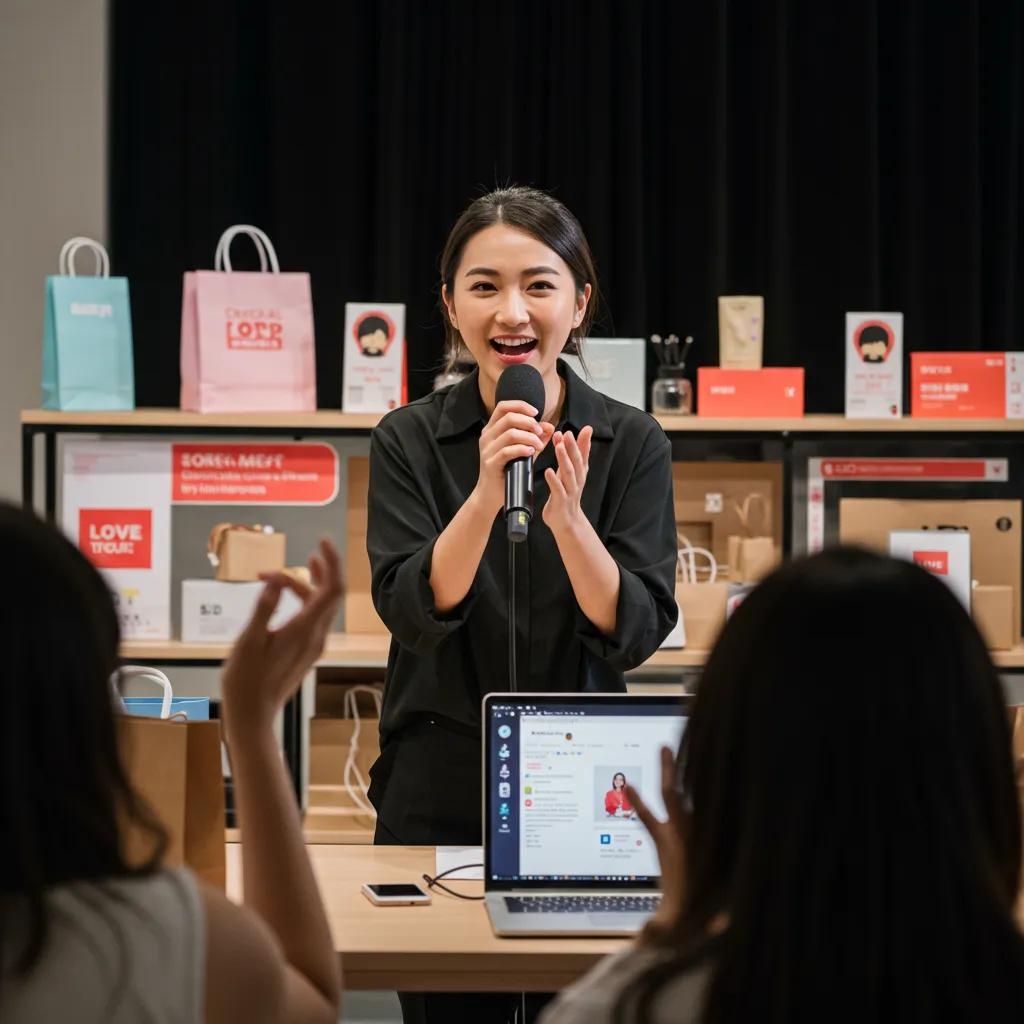 Creator hosting a live shopping stream for an online audience
